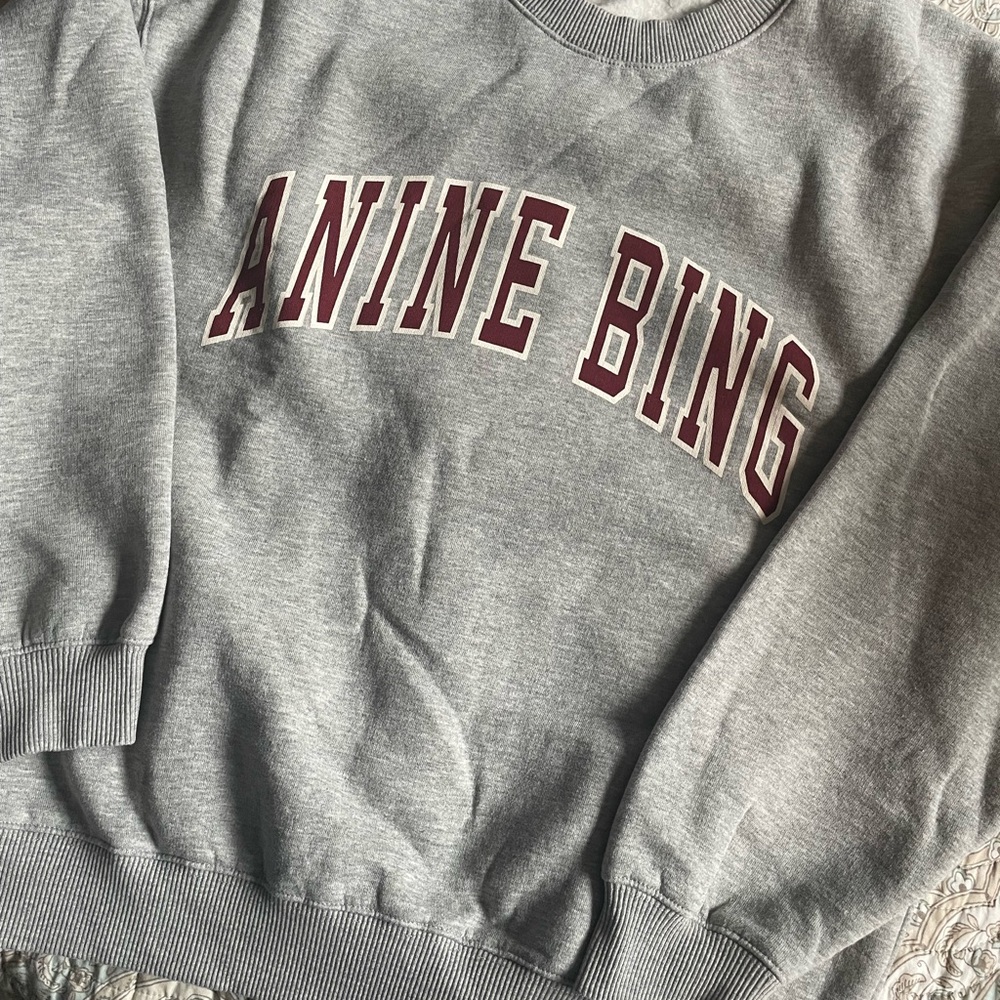 Anine Bing Gray Sweatshirt with Maroon Lettering